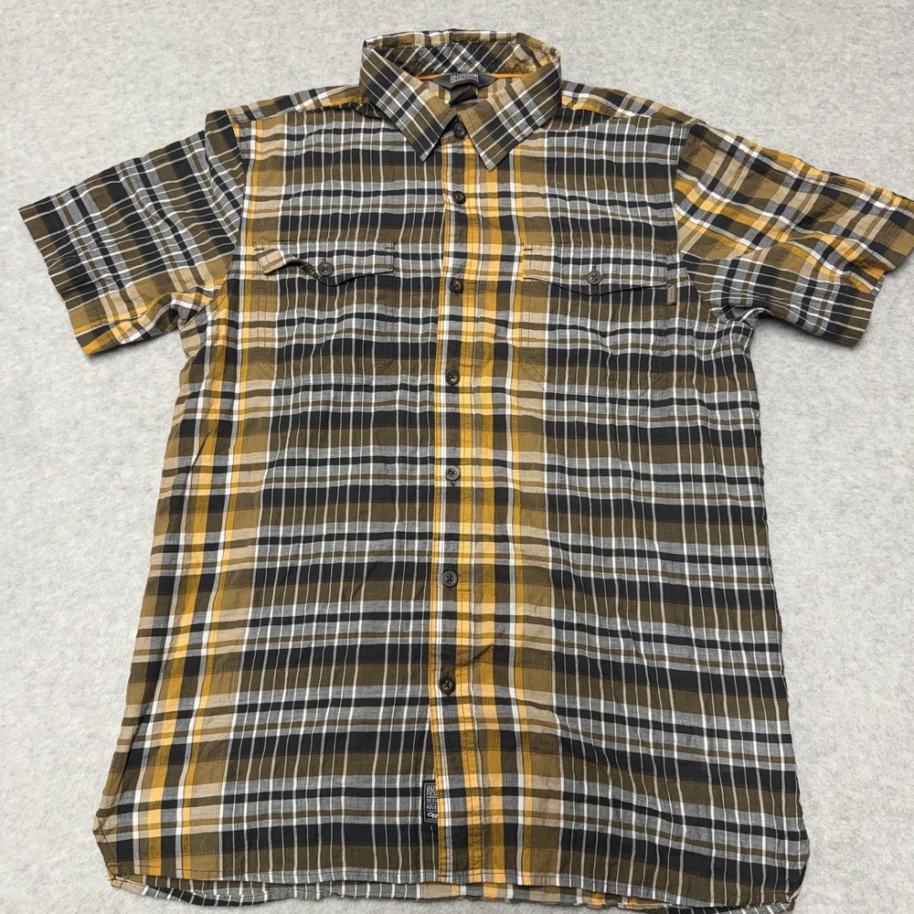 Outdoor Research Shirt Mens M Brown Plaid Short Sleeve Button Up Lightweight